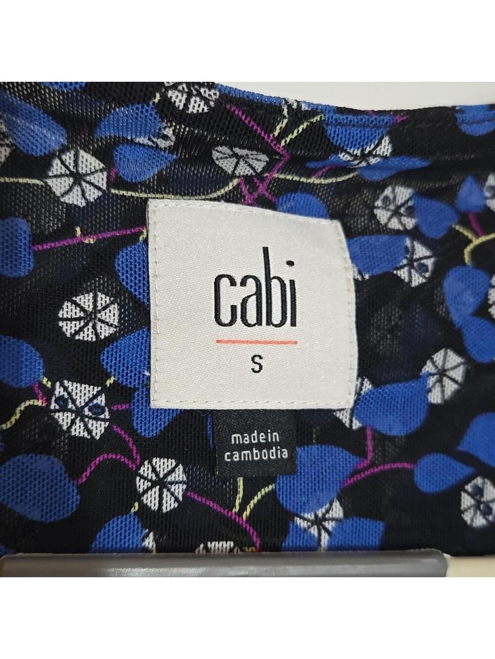 CAbi Blue Floral Long Sleeve Dress Size Small - Picture 2 of 6